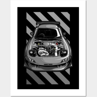 Mazda RX7 Grey Posters and Art